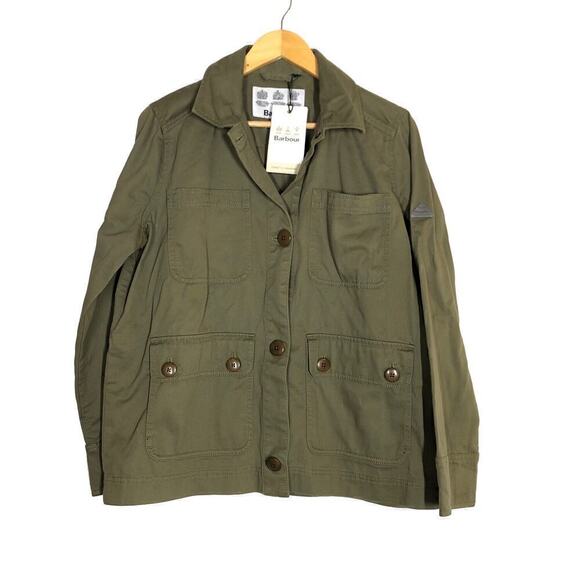 Barbour Coltsfoot Casual Jacket Cotton Twill Utility Dusky Khaki Green NWT 4 UK8 - Picture 1 of 6